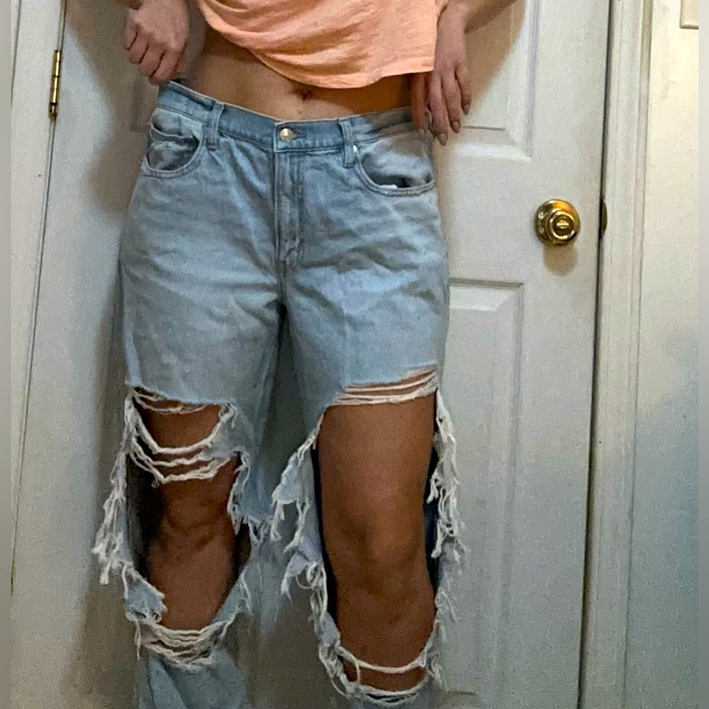 Obviously to big, super distressed mom jeans from American Eagle